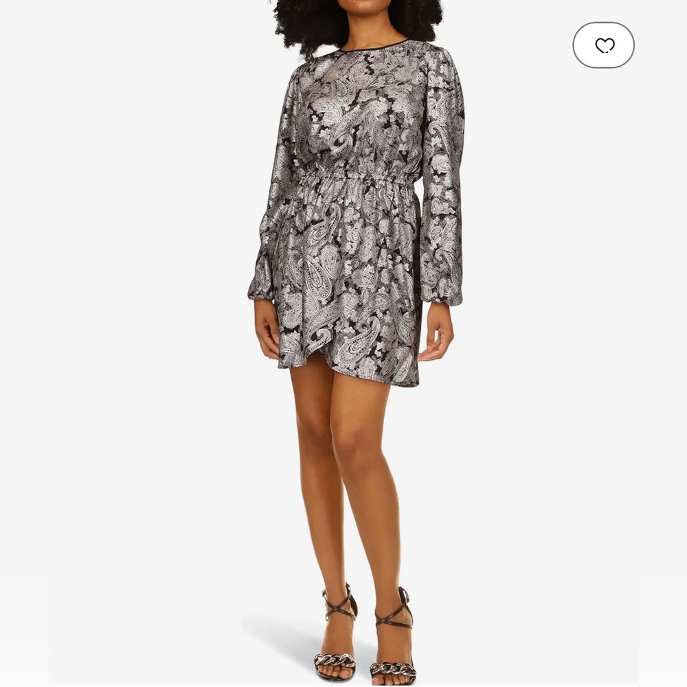 Michael Kors Silver Foil Paisley Mini Dress